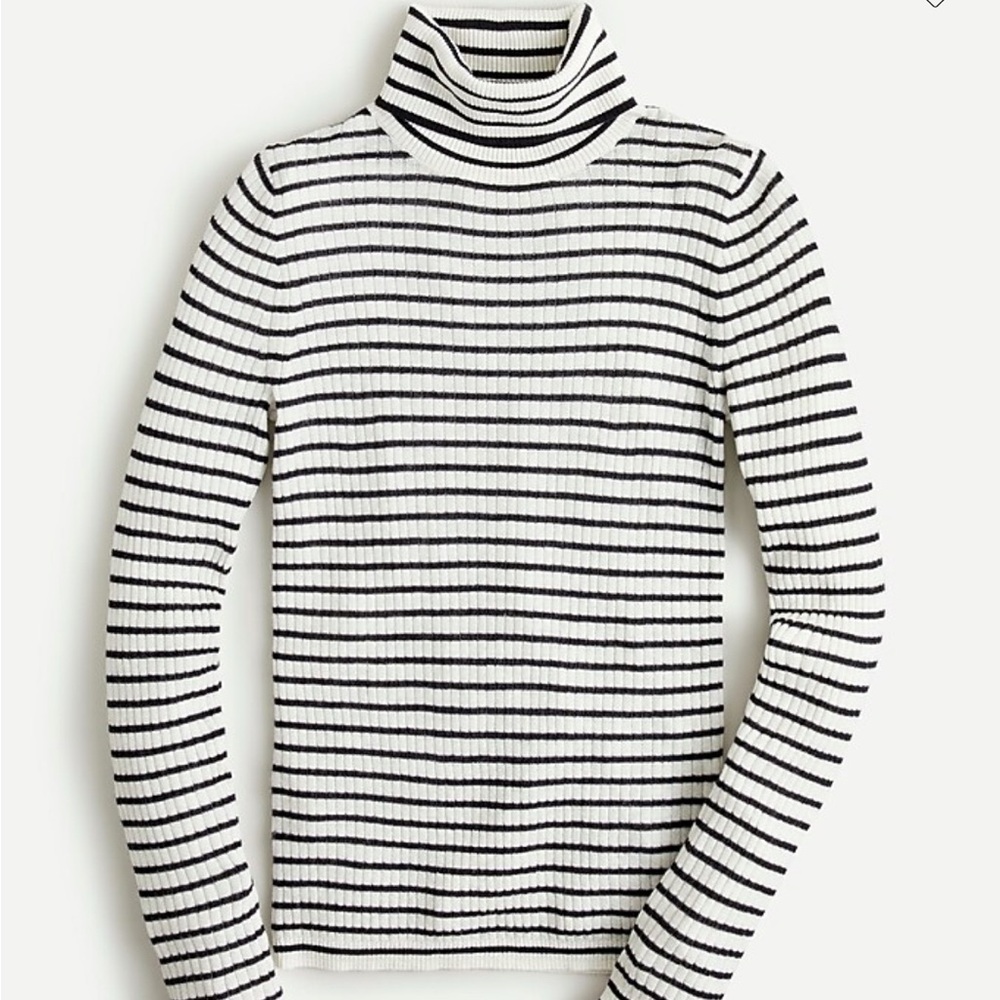J Crew Striped Cashmere Turtleneck Sweater